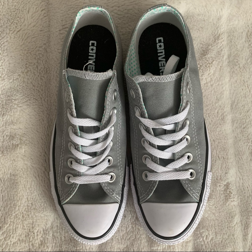 Converse Double Tongue Sneaker Gray Teal Polka-Dot